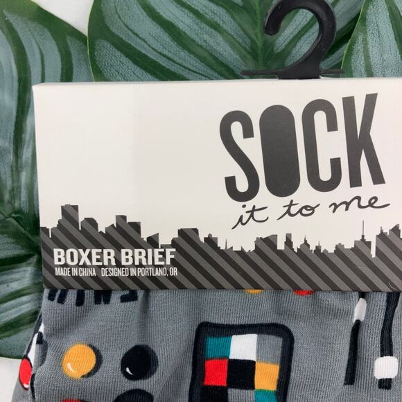 Sock It To Me Gray Red Black Atom Science Tech Genius Cotton Blend Boxer Brief - Picture 5 of 7